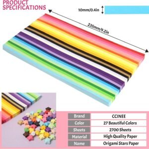 2700-Sheets Of Origami Star Papers 27 Colors