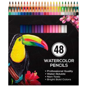 48 Piece Watercolor Artist Grade Water Soluble Colored Pencil Set, Full-Sized 7