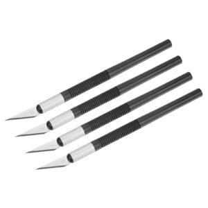 4 Pack Art Craft Carving Knife with 4 Pack Metal Blade PP Handle Black