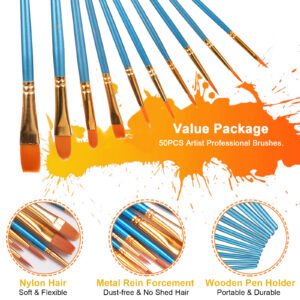 Acrylic Paint Brush Set, TSV 50 Pcs Miniature Detail Painting Brushes