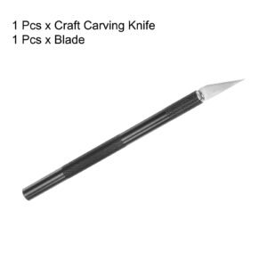 1 Pack Art Craft Carving Knife with 1 Pack Metal Blade Metal Handle Black